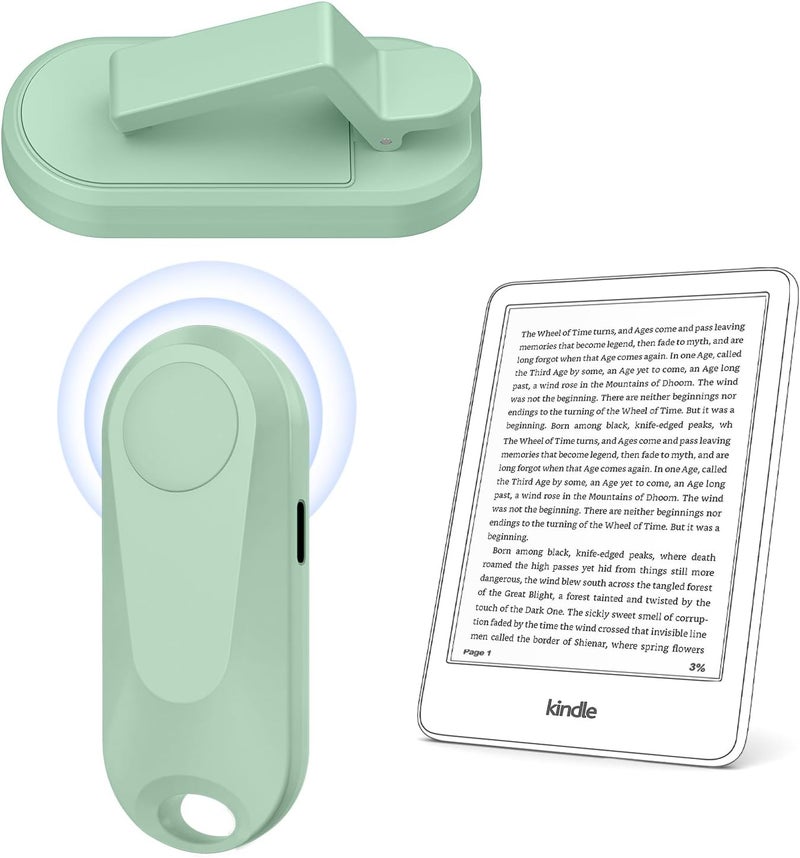 DATAFY [Case-Friendly] Page Turner for Kindle Paperwhite Oasis Kobo eReaders, Camera Camcorder Remote Controls, Page Turner Clicker for ipad Tablets Reading Novels with Wrist Strap Storage Bag Green - Image 1